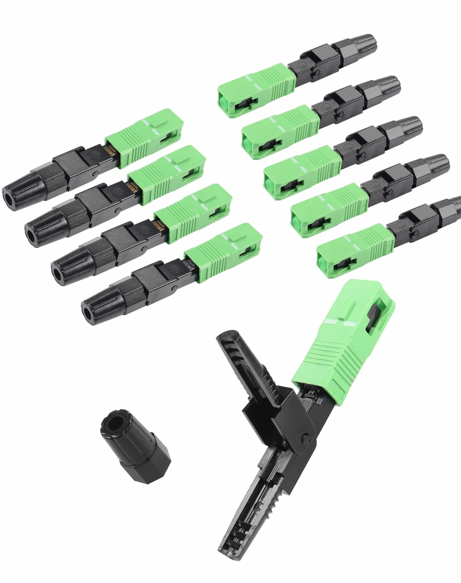 YAODHAOD Conector óptico FTTH SC APC, conector rápido de fibra óptica modo único para red CATV