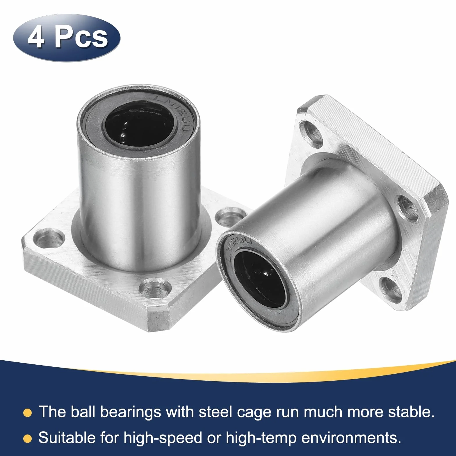 QUARKZMAN Rodamientos Lineales LMK12UU 12mm 21mm 30mm Brida Cuadrada Jaula de Acero para CNC Impresora 3D