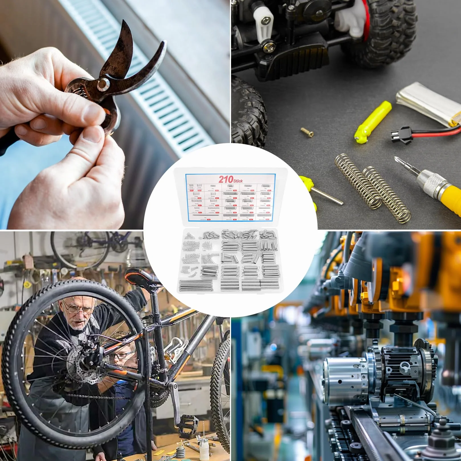 Muelles de Compresion 210 Piezas, Resortes de Acero Inoxidable, 20 Tamaños para Reparación Automotriz y Bricolaje