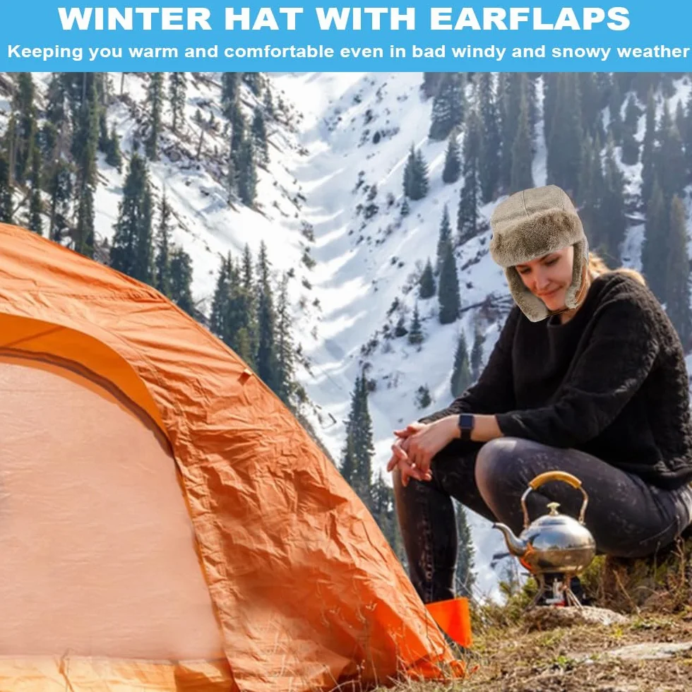 NAROSEBE Gorro de Bombardero Sombrero de Trampero Unisex Gorro de Aviador Caliente Sombrero de Aviador Gorro de Invierno Termico Gorro de Invierno Unisex con Orejas para Esquiar Escalar Pescar Cazar