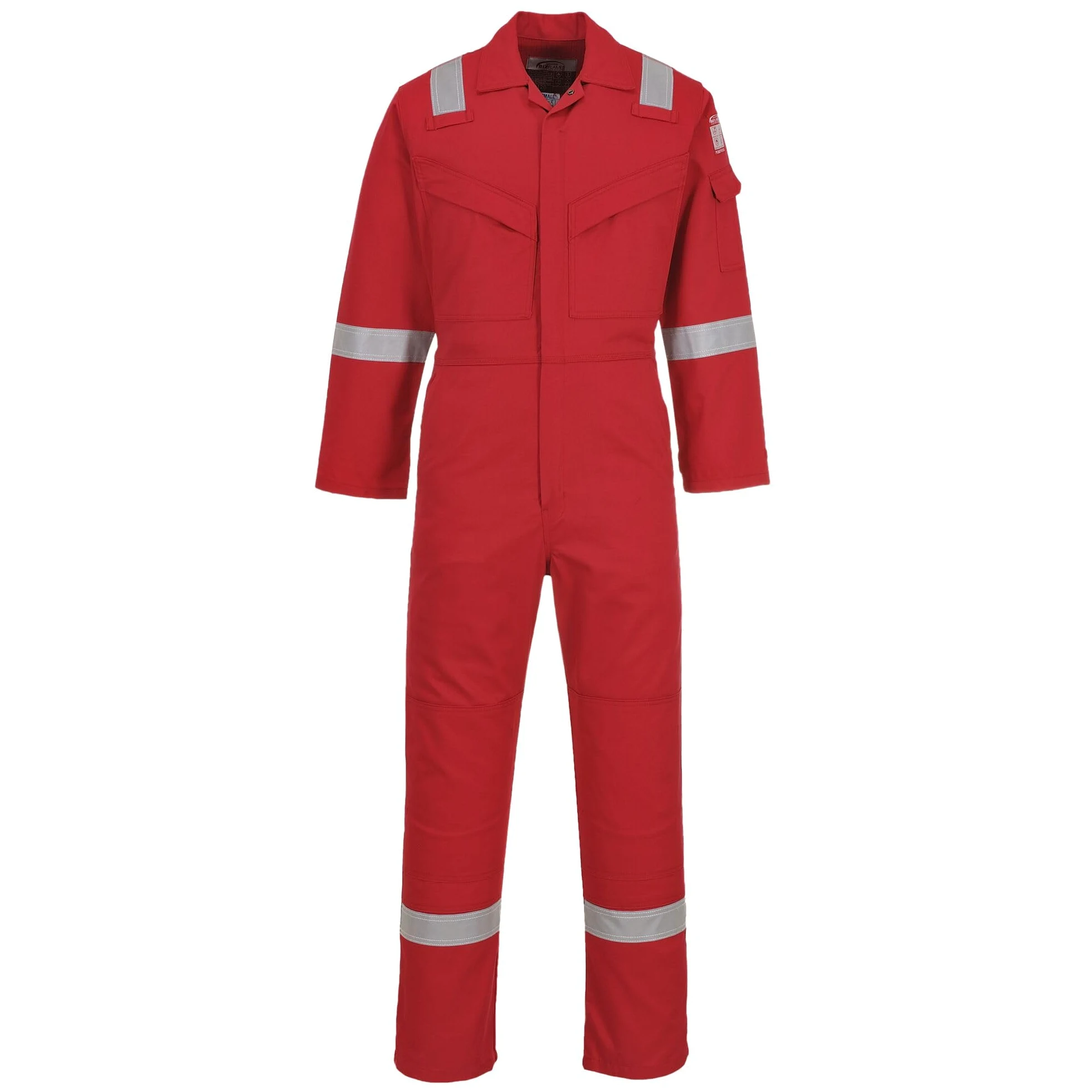 Portwest FR50 Mono Reflectante Resistente Llamas FR Fuelle en la Espalda | Rojo, L, EN 61482-1-2 Clase 1, EN ISO 11611, EN 1149-5, EN ISO 11612, Corte Estándar, Manga Larga, Unisex, Ignífugo