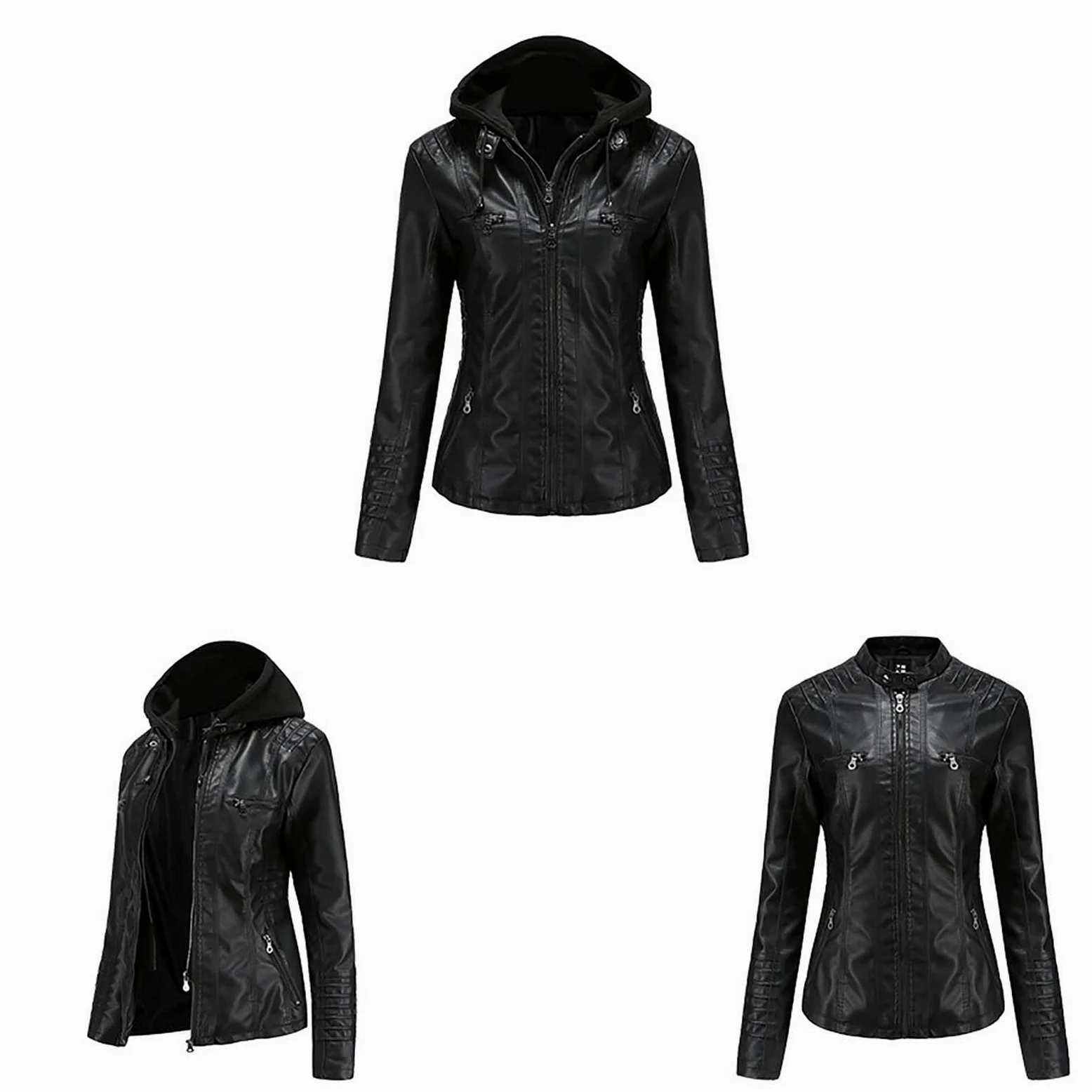 Chaqueta De Piel For Mujer, Chaqueta De Invierno, Otoño Invierno, Abrigo Cálido, Chaqueta Bomber, Chaqueta De Moto Con Capucha, Chaqueta De Piel Sintética, Chaqueta De Piel Sintética, Sudadera Con Cap