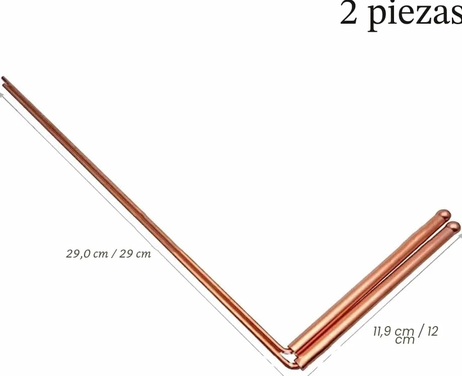 Varillas de cobre para radiestesia 99.9% detector de metales 12 pulgadas cabeza única cuenta redonda