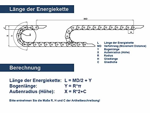 Cadena de energía CK 20, 40 mm, incluye elementos de conexión, longitud a elegir