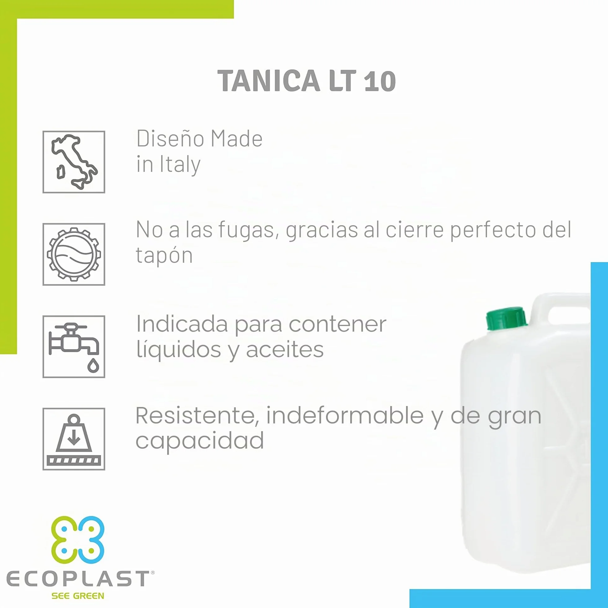 Ecoplast TANICA IN Bidón de plástico 10 litros Neutro