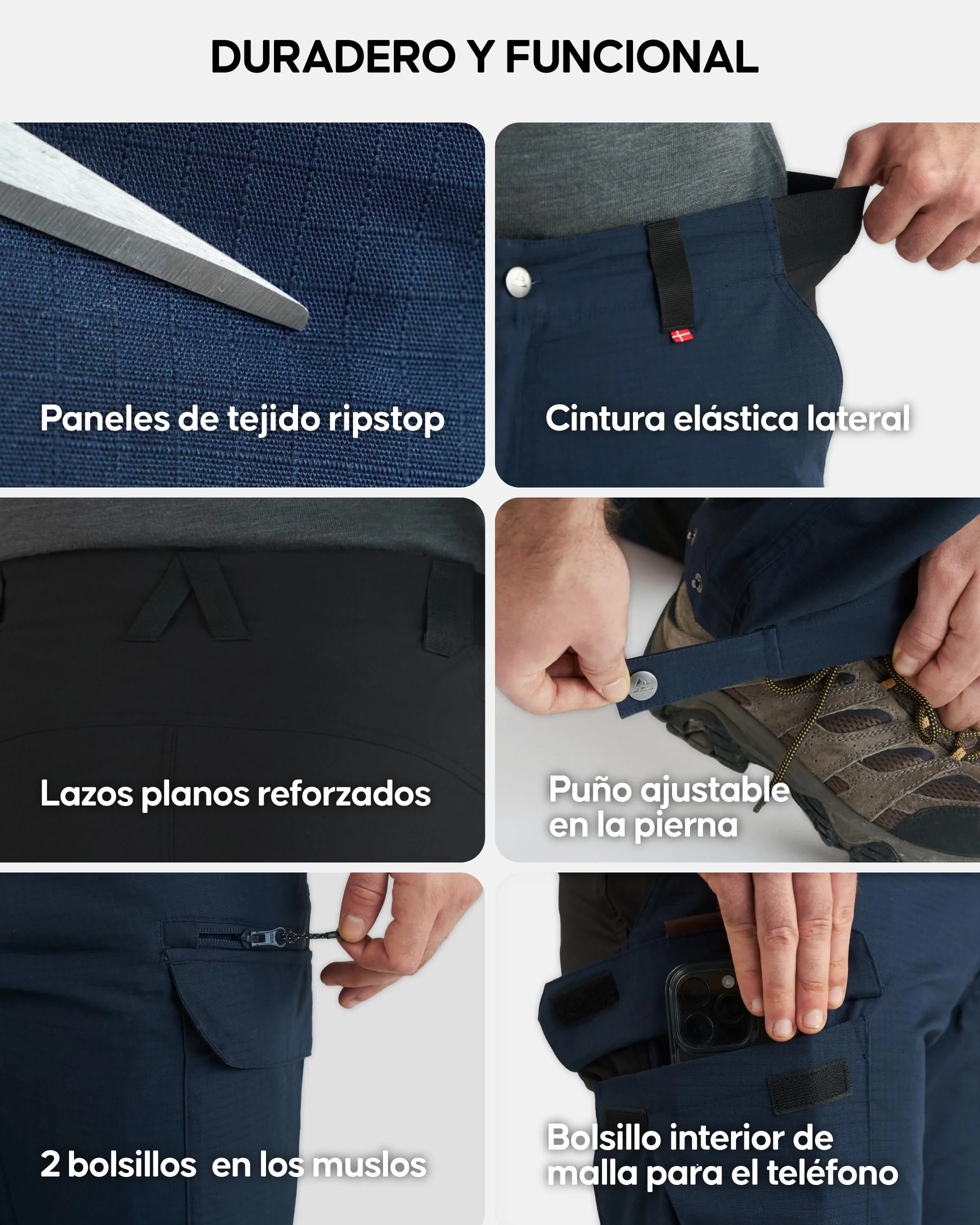 DANISH ENDURANCE Pantalones Trekking Hombre, Impermeables, Ajuste Regular