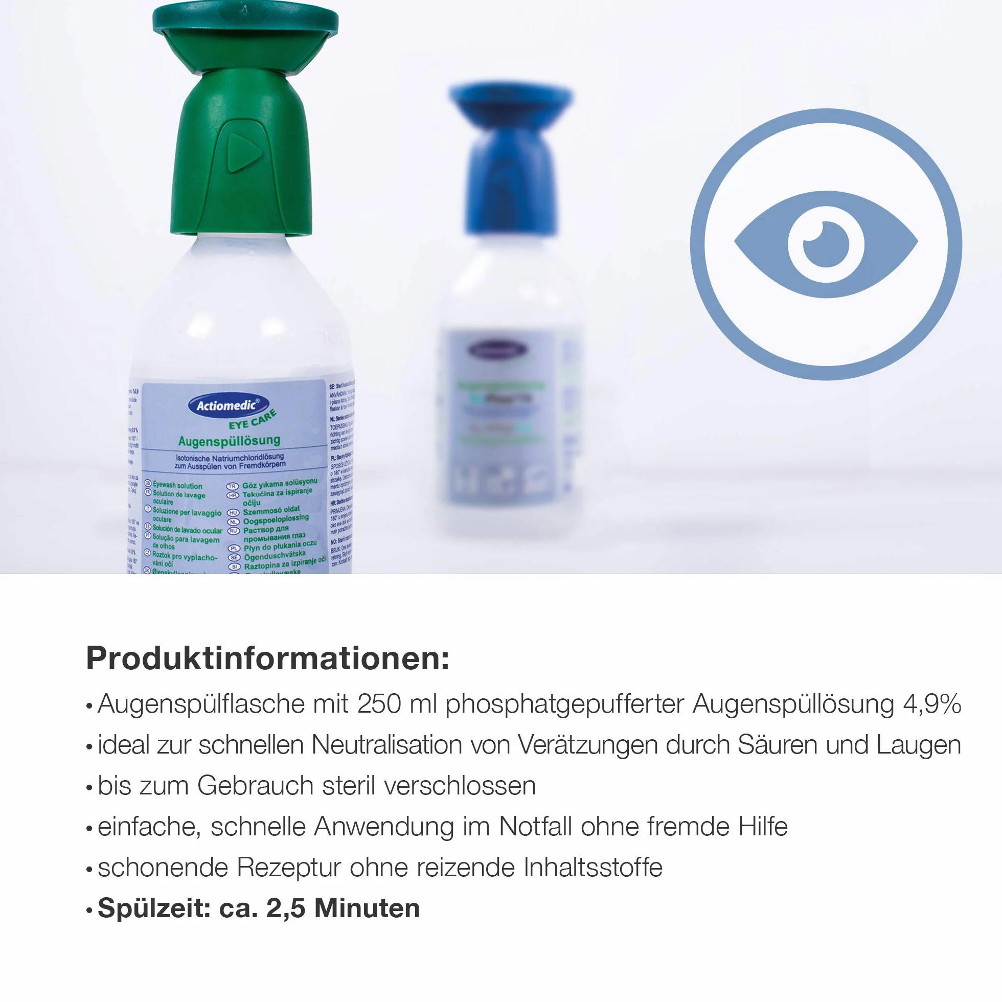 ACTIOMEDIC Lavado de ojos solución enjuague tamponada fosfato BioPhos74 4,9% estéril
