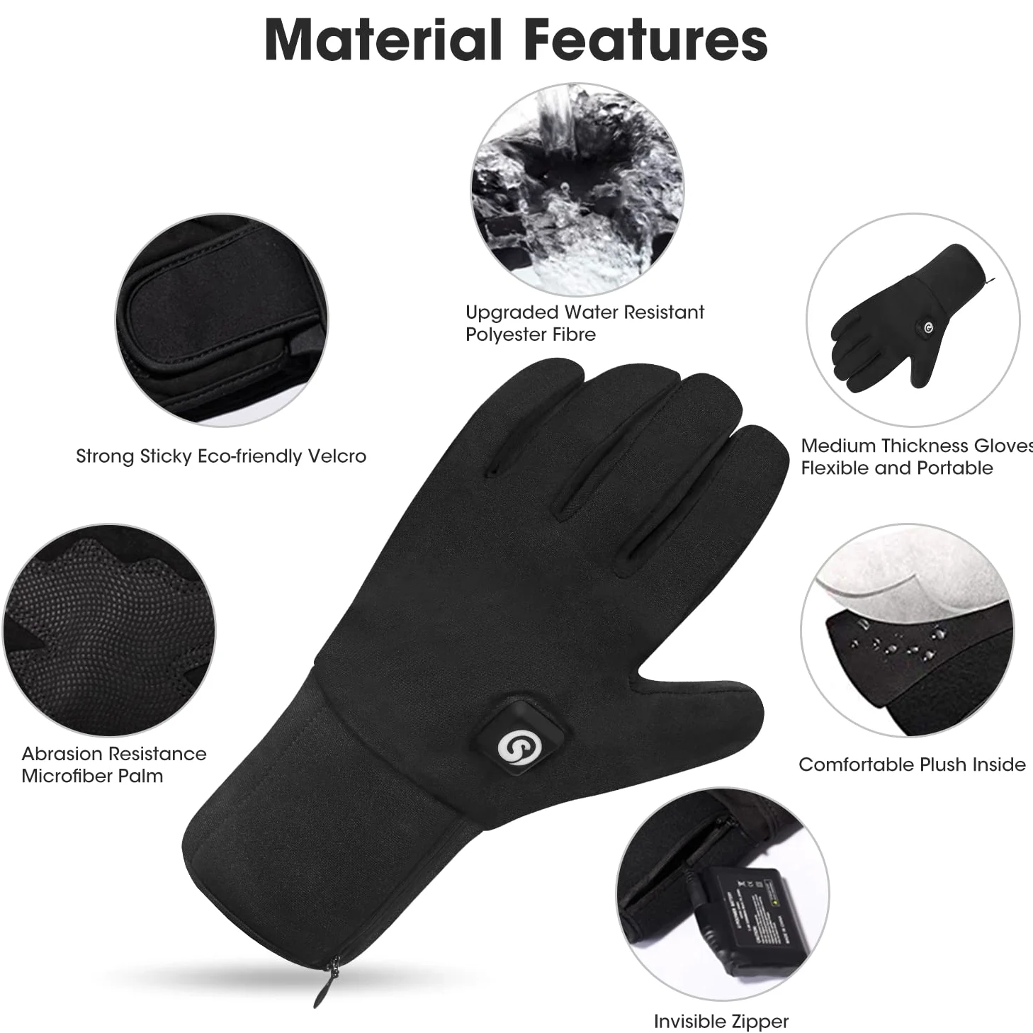 Guantes Calefactables, Guantes Térmicos Recargable 7.4V 2200mAh para Hombre y Mujer Eléctricos Guantes Moto Invierno Calefactables al Aire Libre Esquí Motociclismo Pesca Senderismo Prevenir Artritis