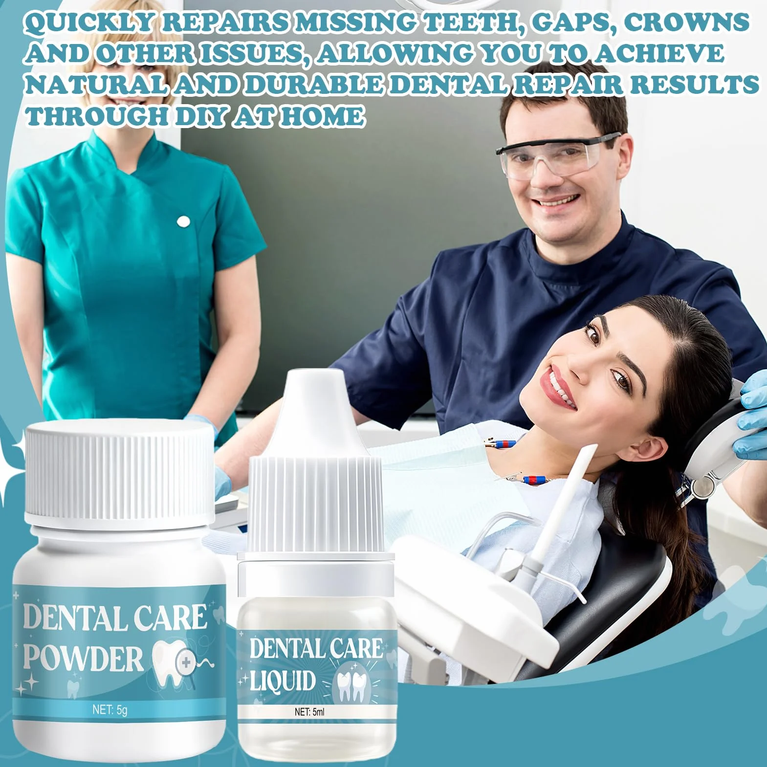 Pegamento Dental Cemento Kit de Fijación para Corona Puente Rellenar Caries