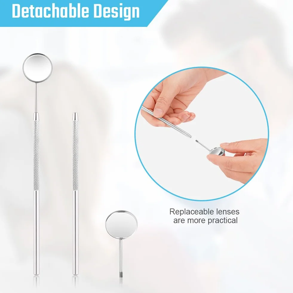 AOOWU Espejo Dental de Acero Inoxidable, 2 PCS, Curvatura 45 Grados, Anti-Vaho para Inspección Bucal