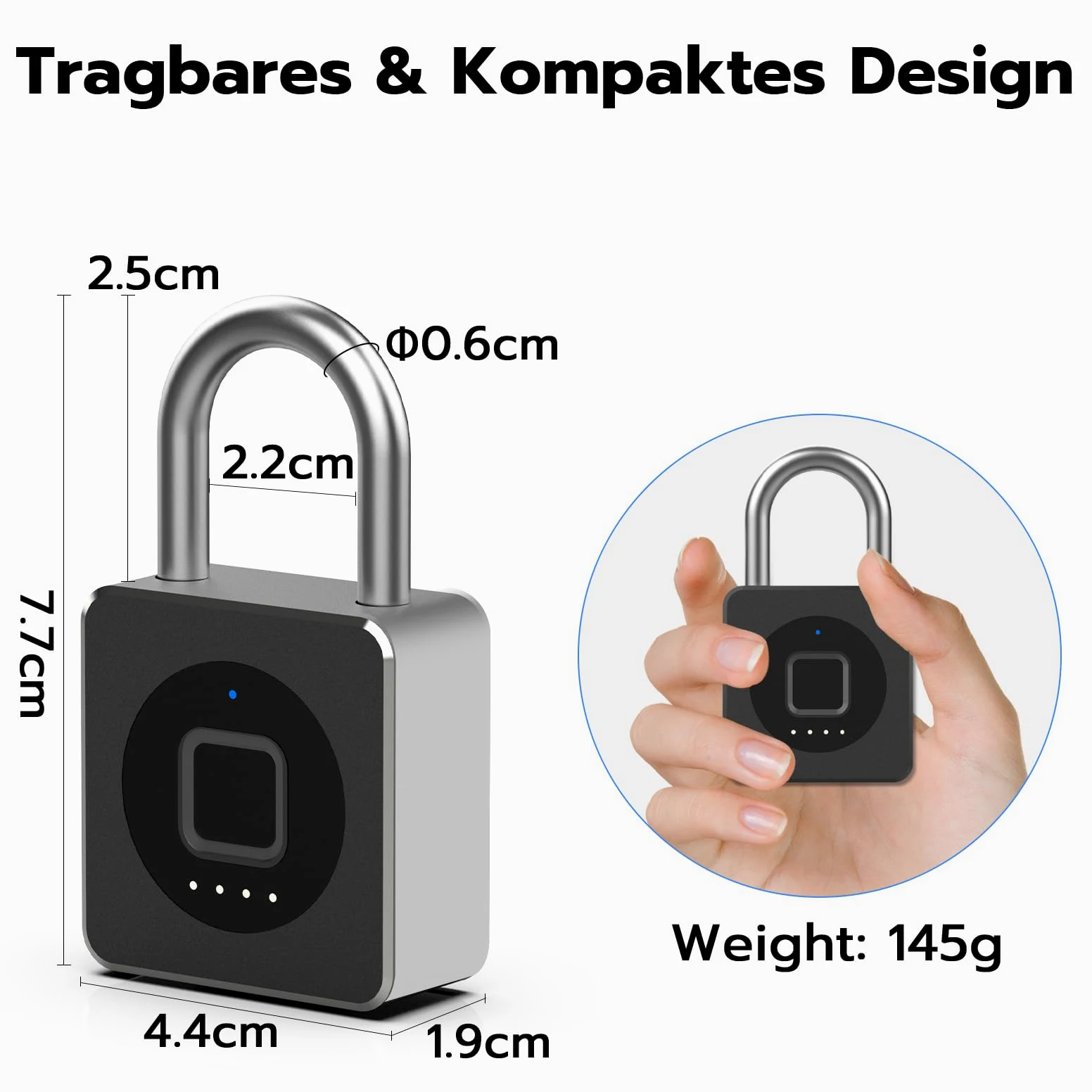 Eseesmart Candado de huellas dactilares, cerradura con aplicación Bluetooth de huellas dactilares, resistente al agua, con huella dactilar, para gimnasio, equipaje, almacenes, coche de carga, garaje