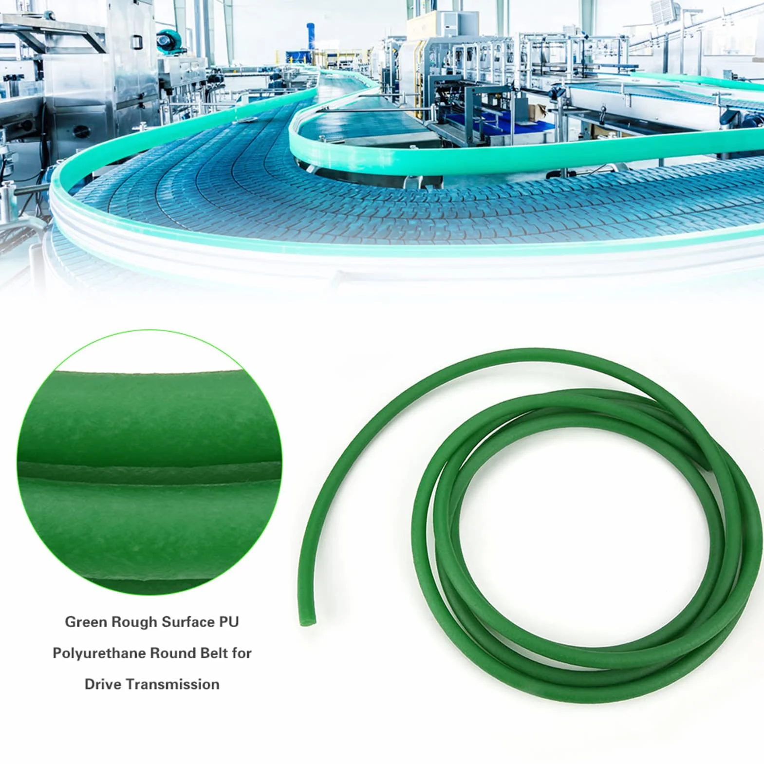 Correa de Poliuretano Verde Rugosa 10 mm para Transmisión, Accesorios de Herramientas Eléctricas