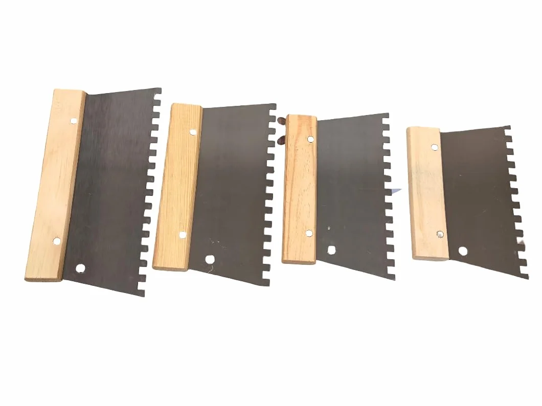 Espátula Dentada de Acero Inoxidable 18 cm con Mango de Madera Ergonómico