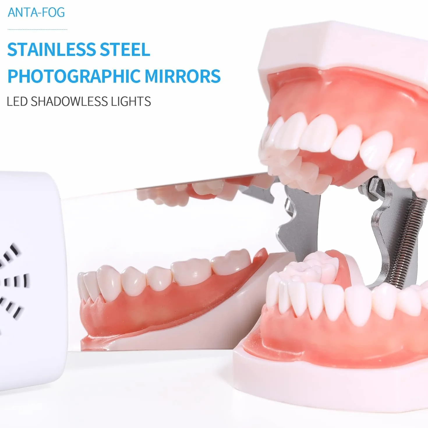 Espejo de fotografía dental sin niebla, espejo LED intraoral con cargador inalámbrico y ventilador, 4 espejos