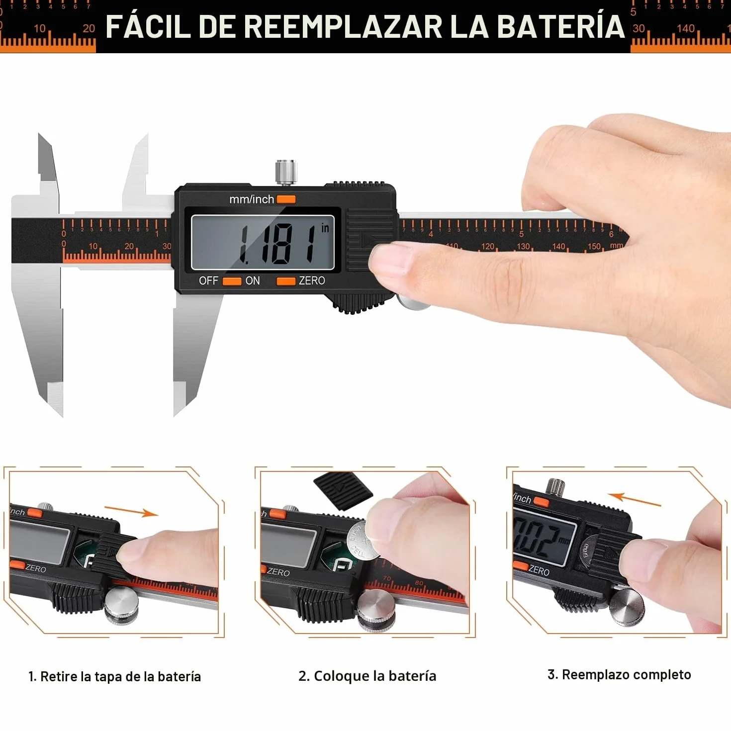 HARDELL Calibre Digital 150mm Pie de Rey Acero Inoxidable con Pantalla LCD