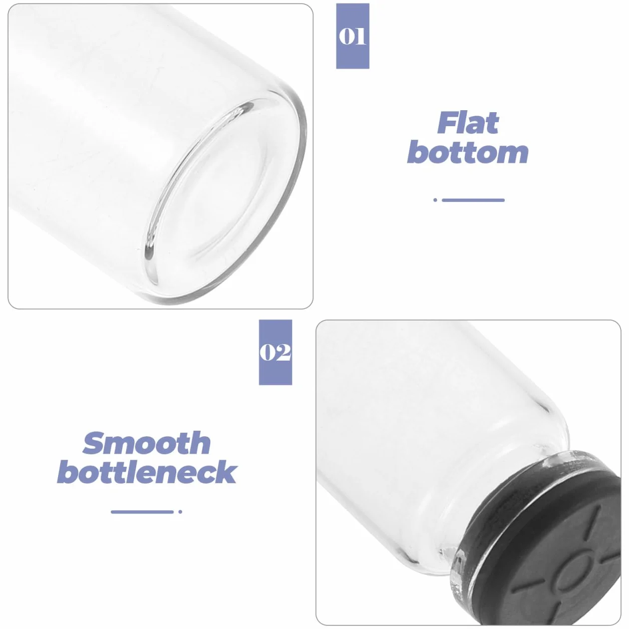 ULTECHNOVO Botellas Viales Transparentes de Vidrio 10ml 20 Piezas con Tapas Viales Vacías de Laboratorio