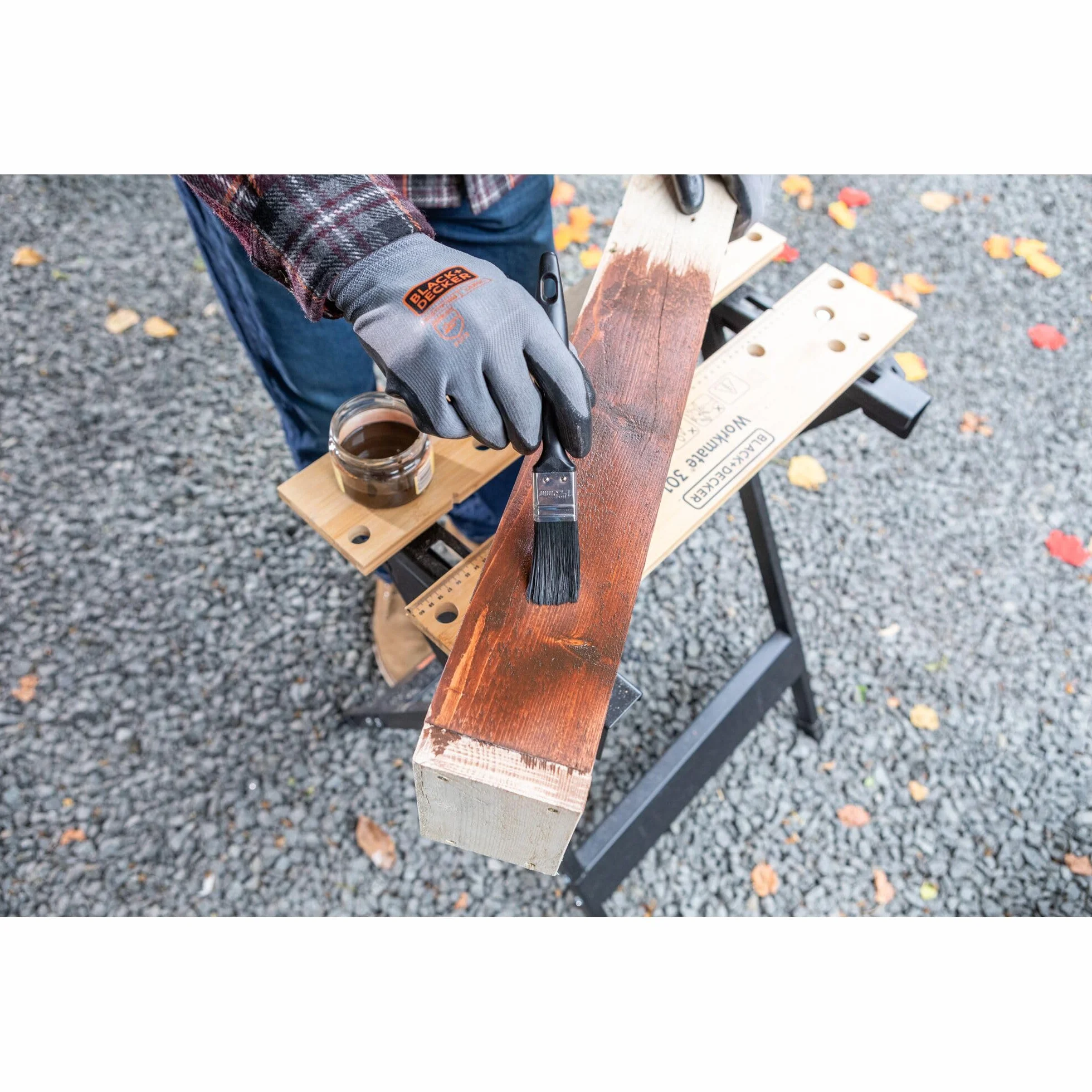 BLACK+DECKER WORKMATE WM301-XJ Banco de Trabajo Plegable, Doble Manivela, Patas Antideslizantes, Bambú y Acero, Negro