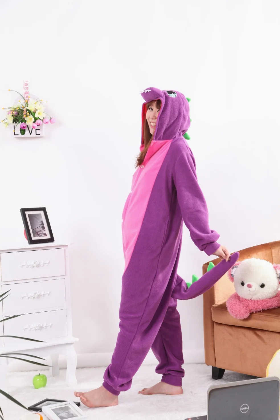 Honeystore Disfraz unisex de dinosaurio para cosplay de 1 pieza, pijama de Halloween