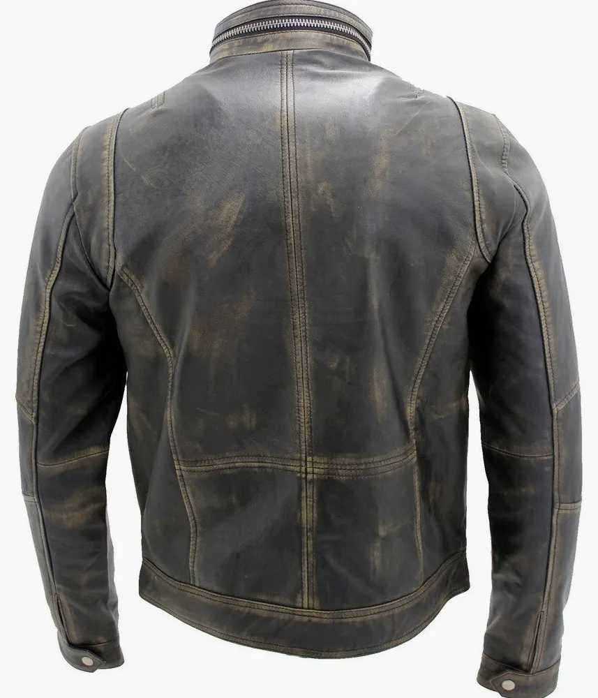 Infinity Leather Negro de la vendimia caliente Brando chaqueta de motociclista de cuero de los hombres