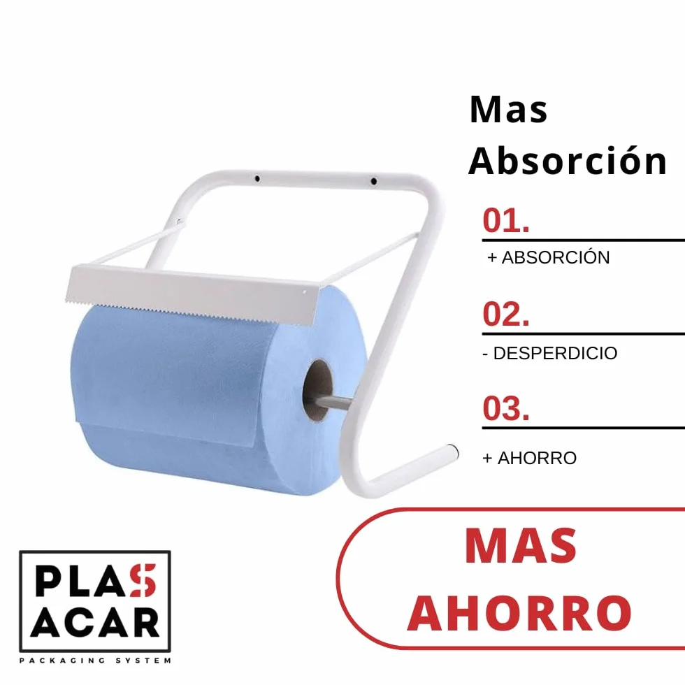 Bobina Papel Secamanos Mecha AZUL 100% Celulosa Virgen Pack 6 Unidades