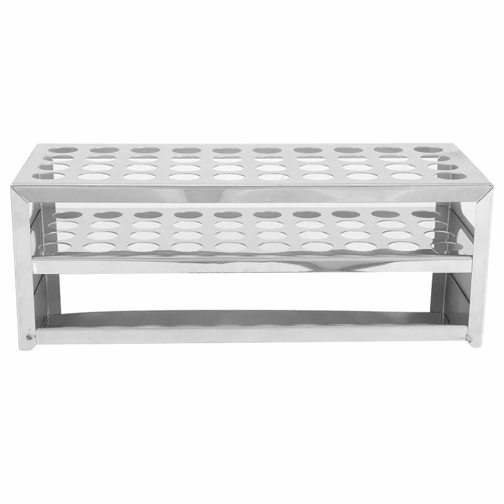 Tyenaza Gradilla para Tubos de Ensayo de Acero Inoxidable 304, 2 Niveles 40 Orificios 15.5mm
