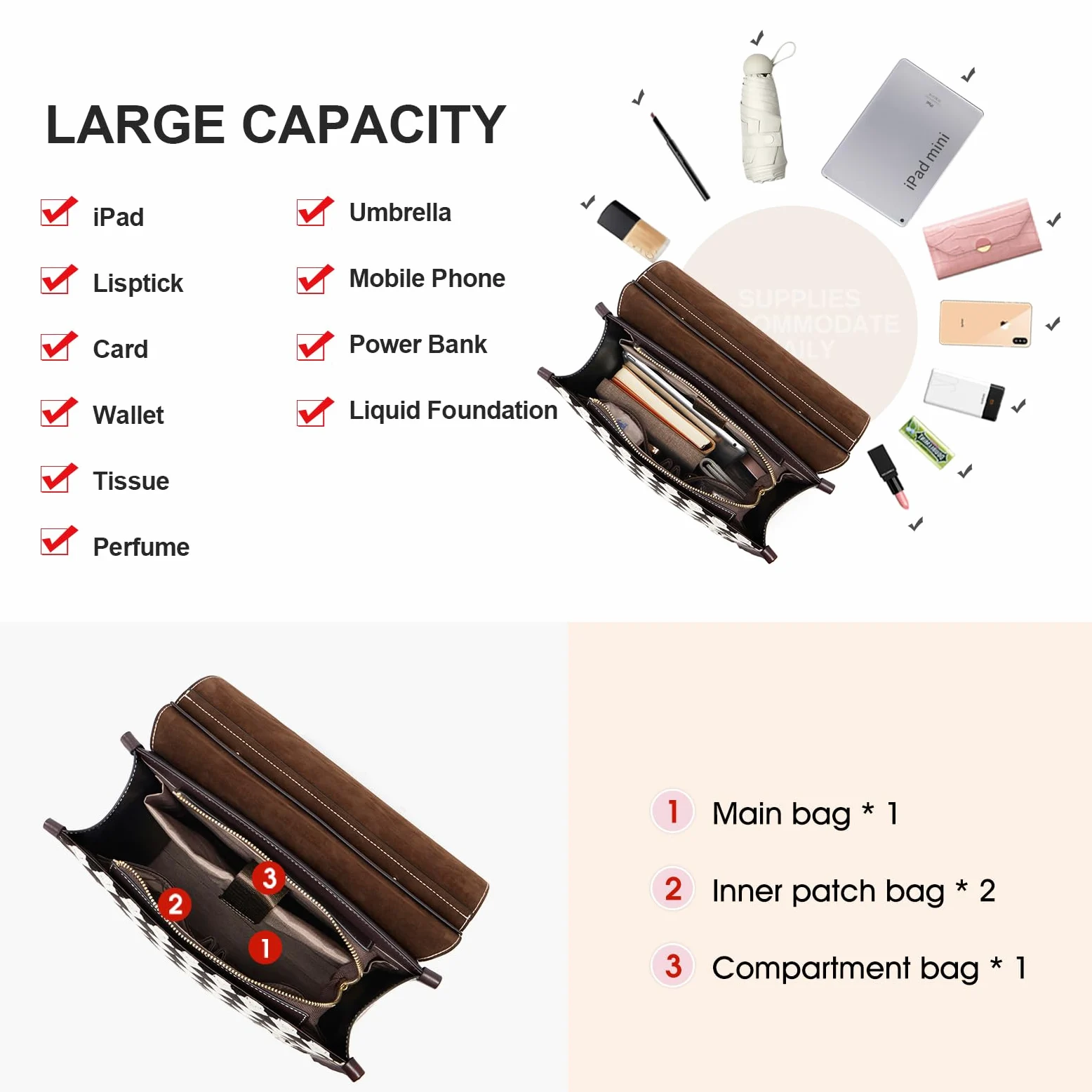 Cnolés - Mochila de piel para mujer, elegante, impermeable, para mujer, antirrobo, para mujer, mochila de piel antirrobo, para mujer, para ordenador portátil, Beige-3268, large, Elegante