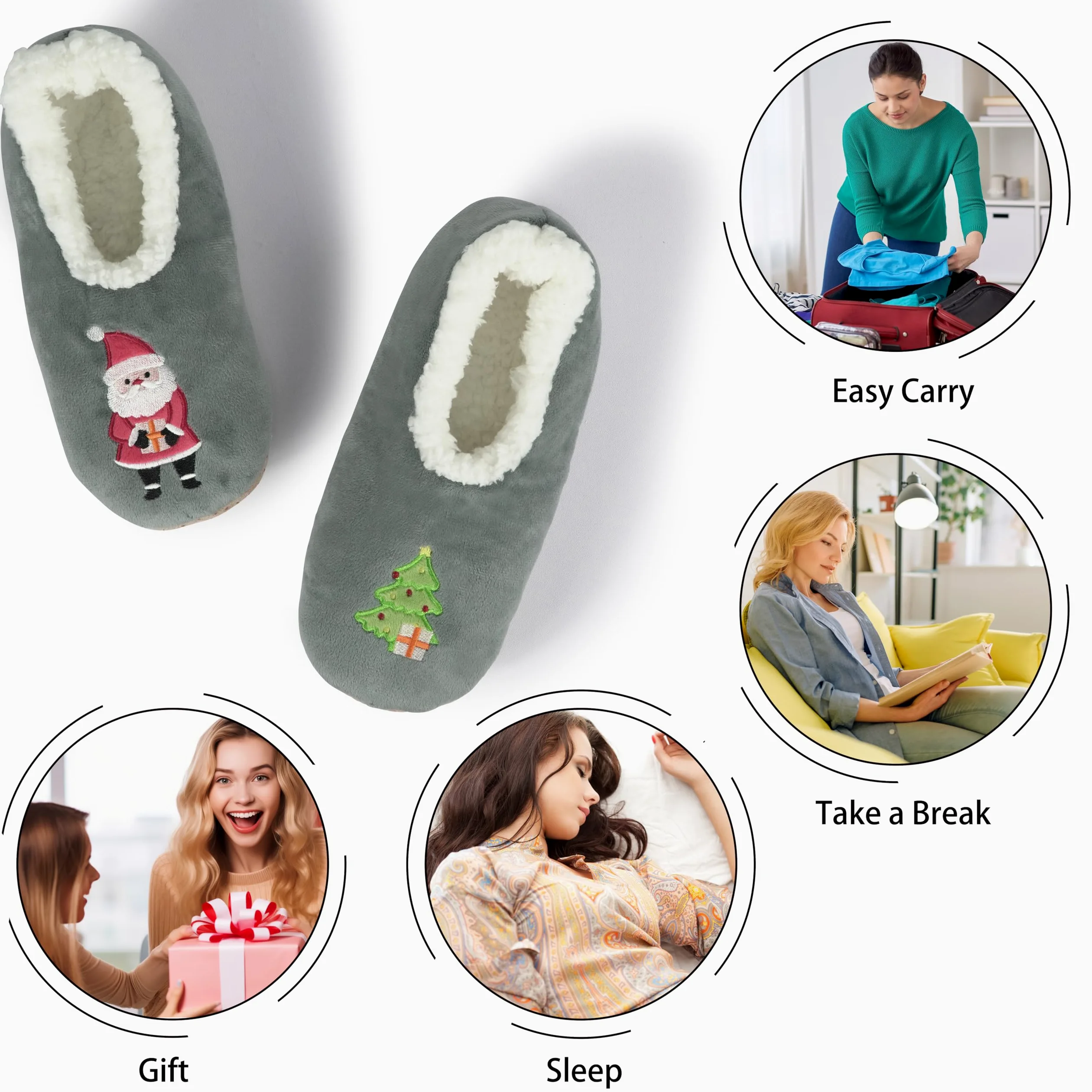 BenSorts Calcetines peludos para mujer, divertidas pantuflas de casa con empuñaduras