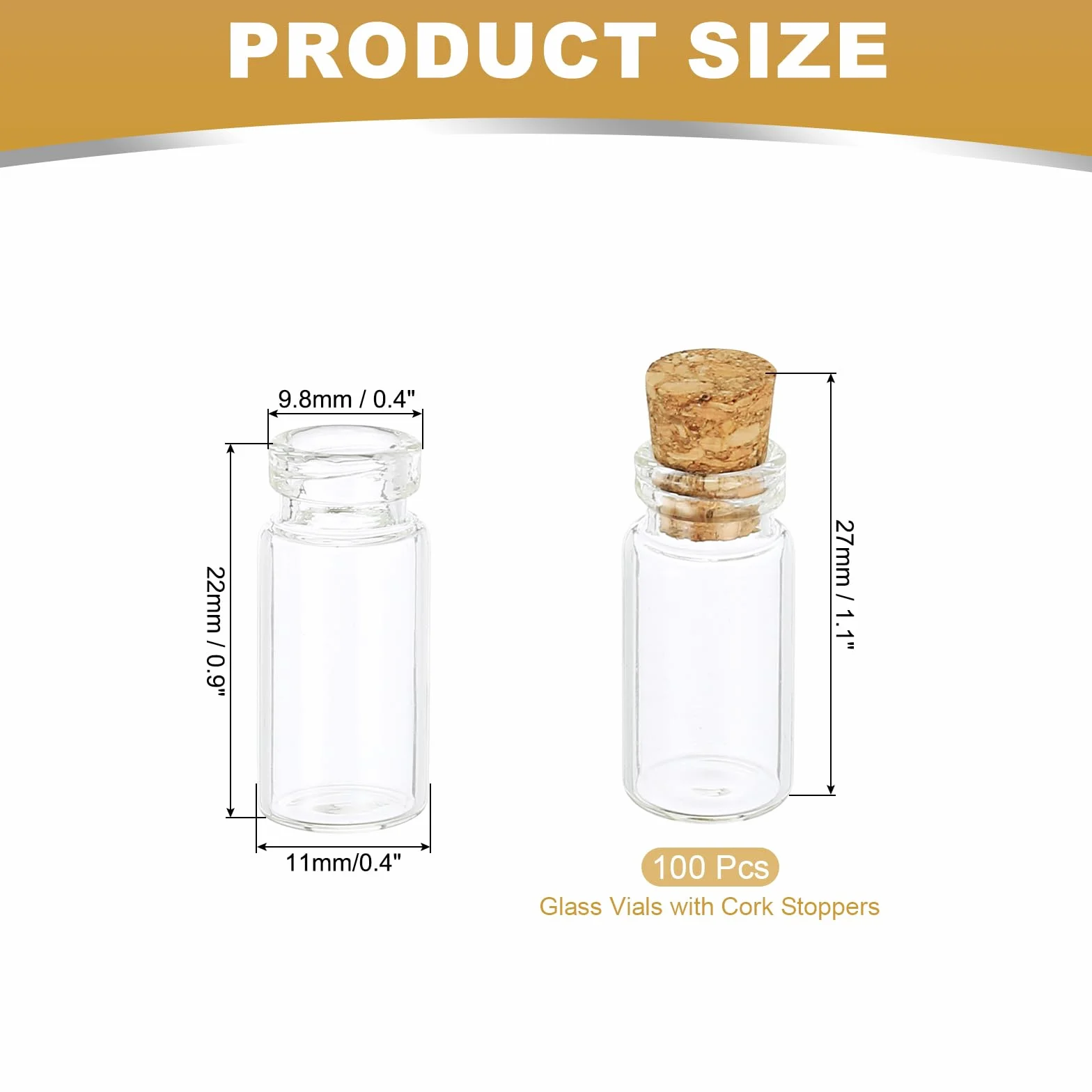 PATIKIL 100Pcs 1ml Mini Frascos de Vidrio con Tapones de Corcho