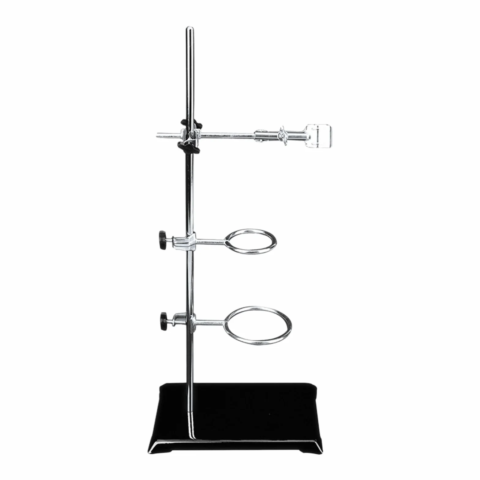 Soporte de laboratorio 35 cm para experimentos de química con superficie inoxidable y abrazaderas de apriete