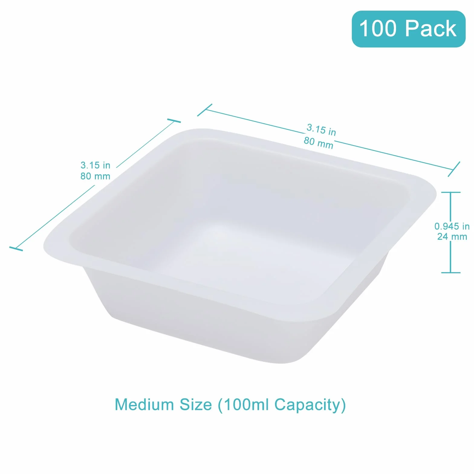 Stonylab Barquillas de Pesaje Medianas 100 ml Paquete de 100 Bandejas Desechables de Plástico para Balanzas