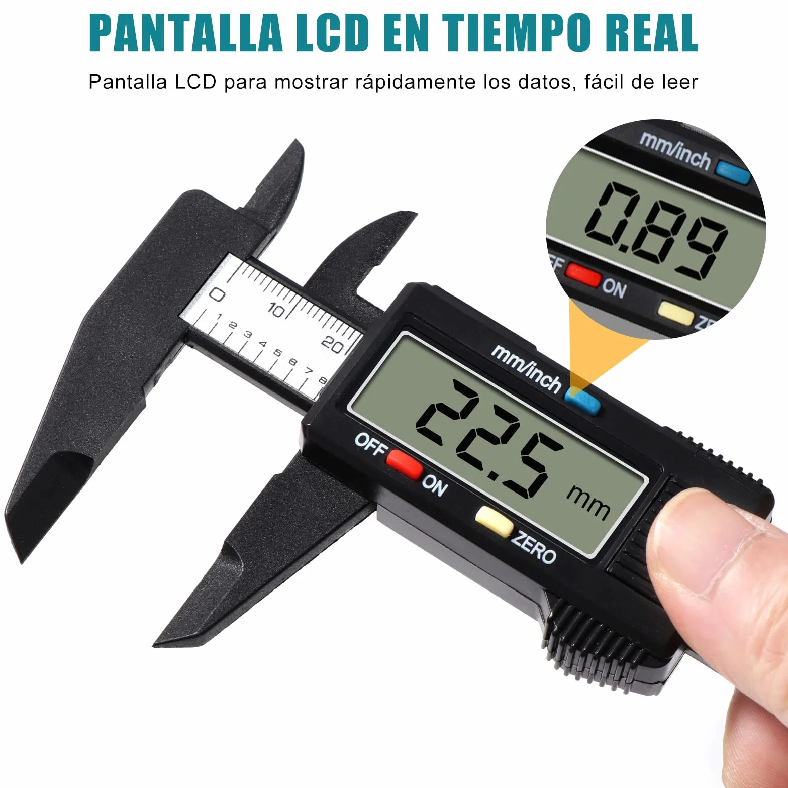 Vinabo Calibre Digital Pie de Rey 150 mm 6 Pulgadas Pantalla LCD Grande Mediciones Externas Internas Profundidad Paso