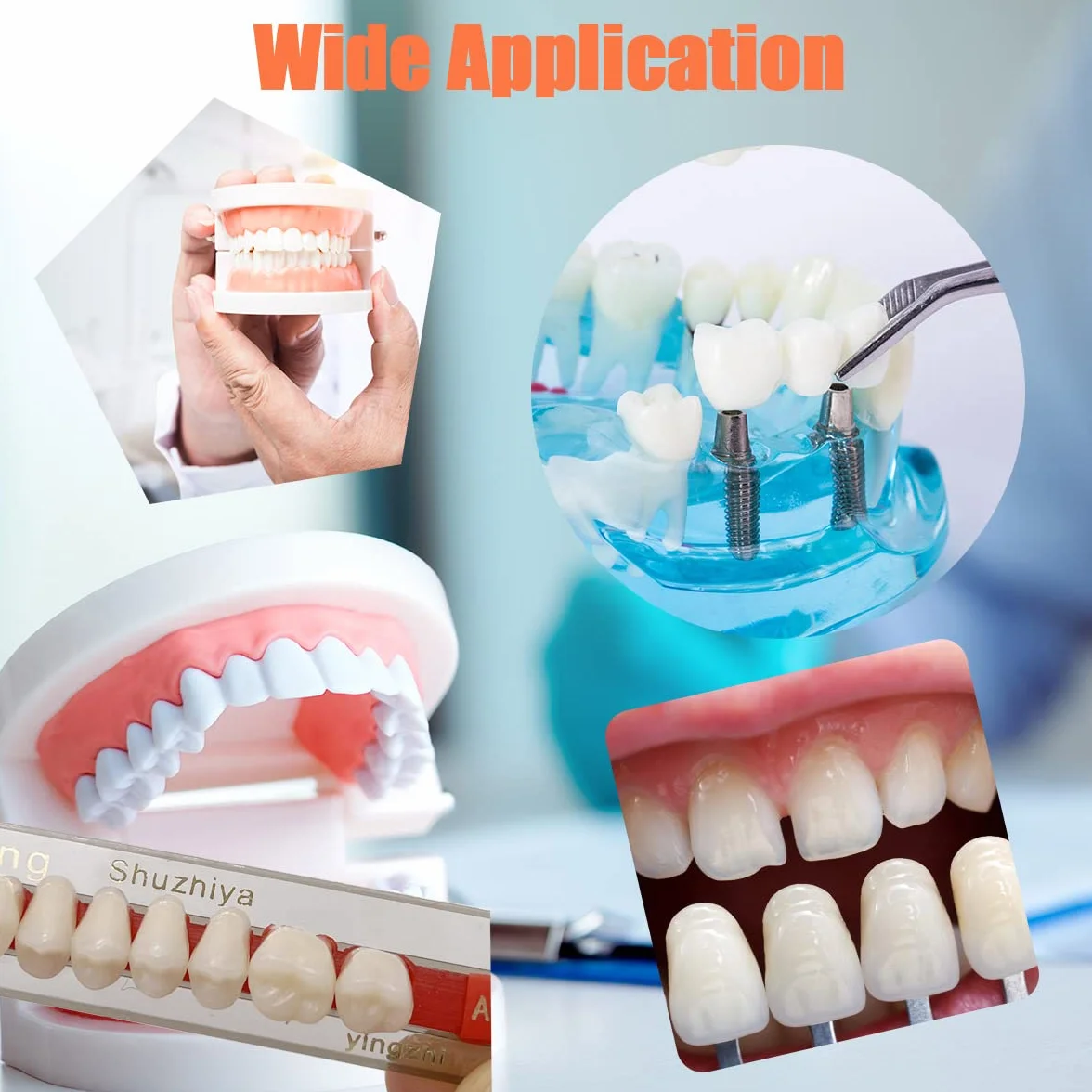 84 piezas dientes falsos dentales completos resina acrílica 3 juegos dientes enteros polímero sintético 23 tonos A2 superior inferior materiales dentales reemplazo bricolaje