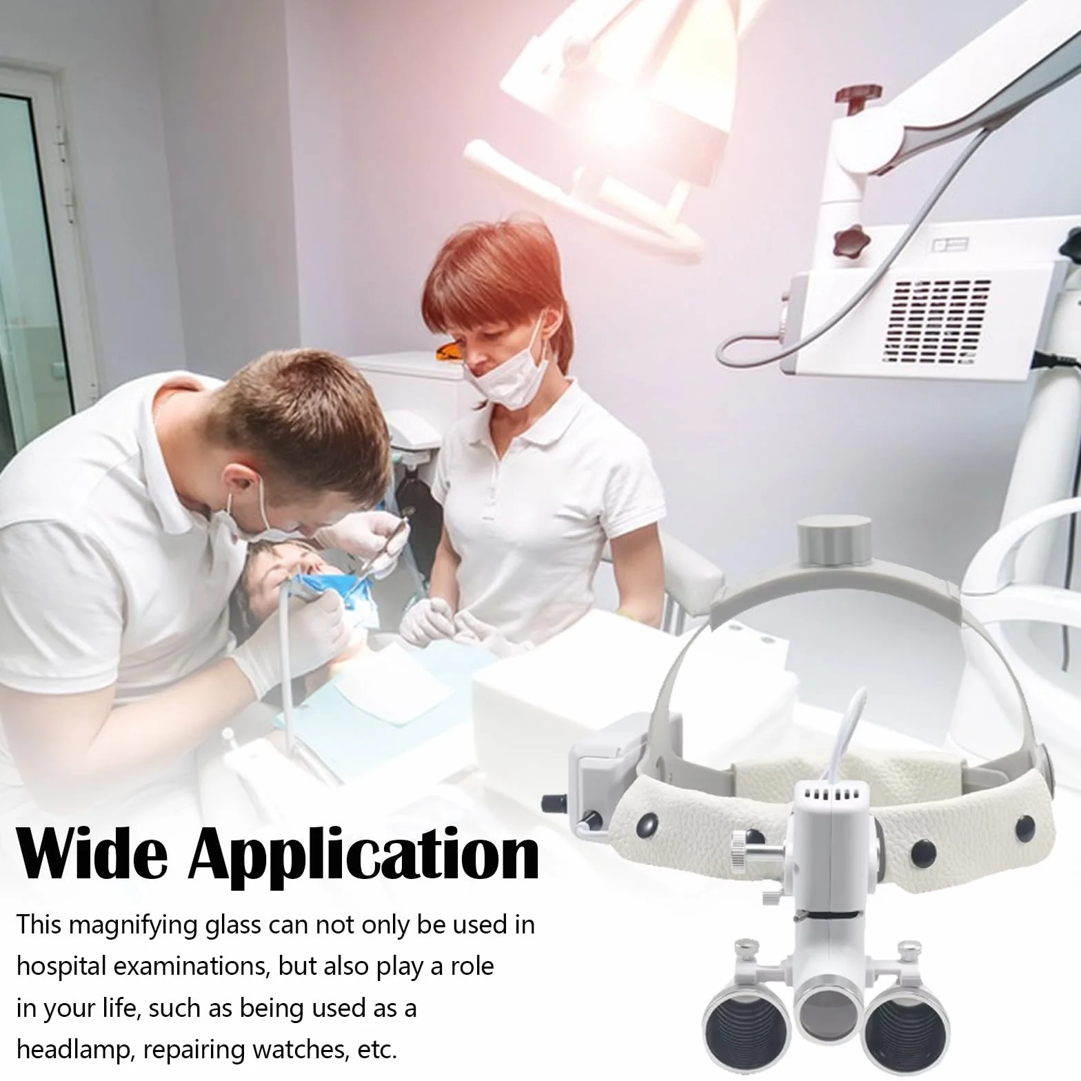 Lupas Quirúrgicas Dentales Médicas 3.5X 420mm con Lámpara LED 5W Ajustable
