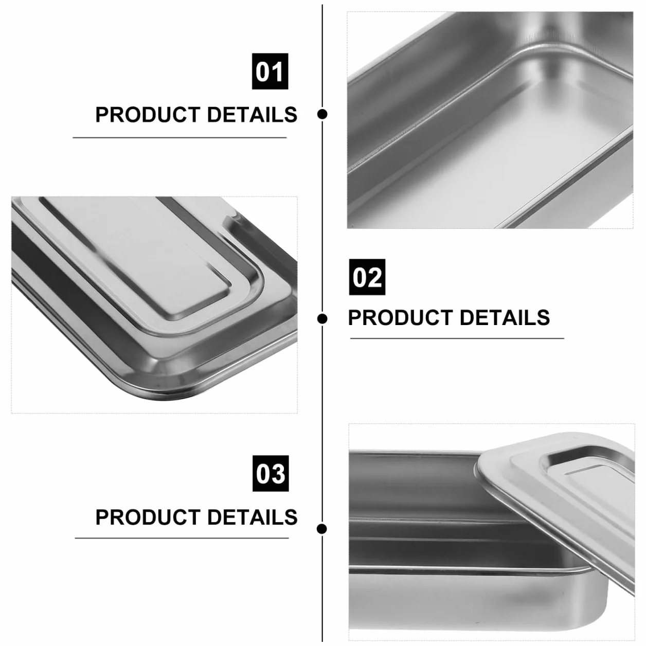 Bandeja de Acero Inoxidable para Instrumentos Médicos y Odontológicos Caja de Esterilización 8.26x5.11x1.77 Pulgadas