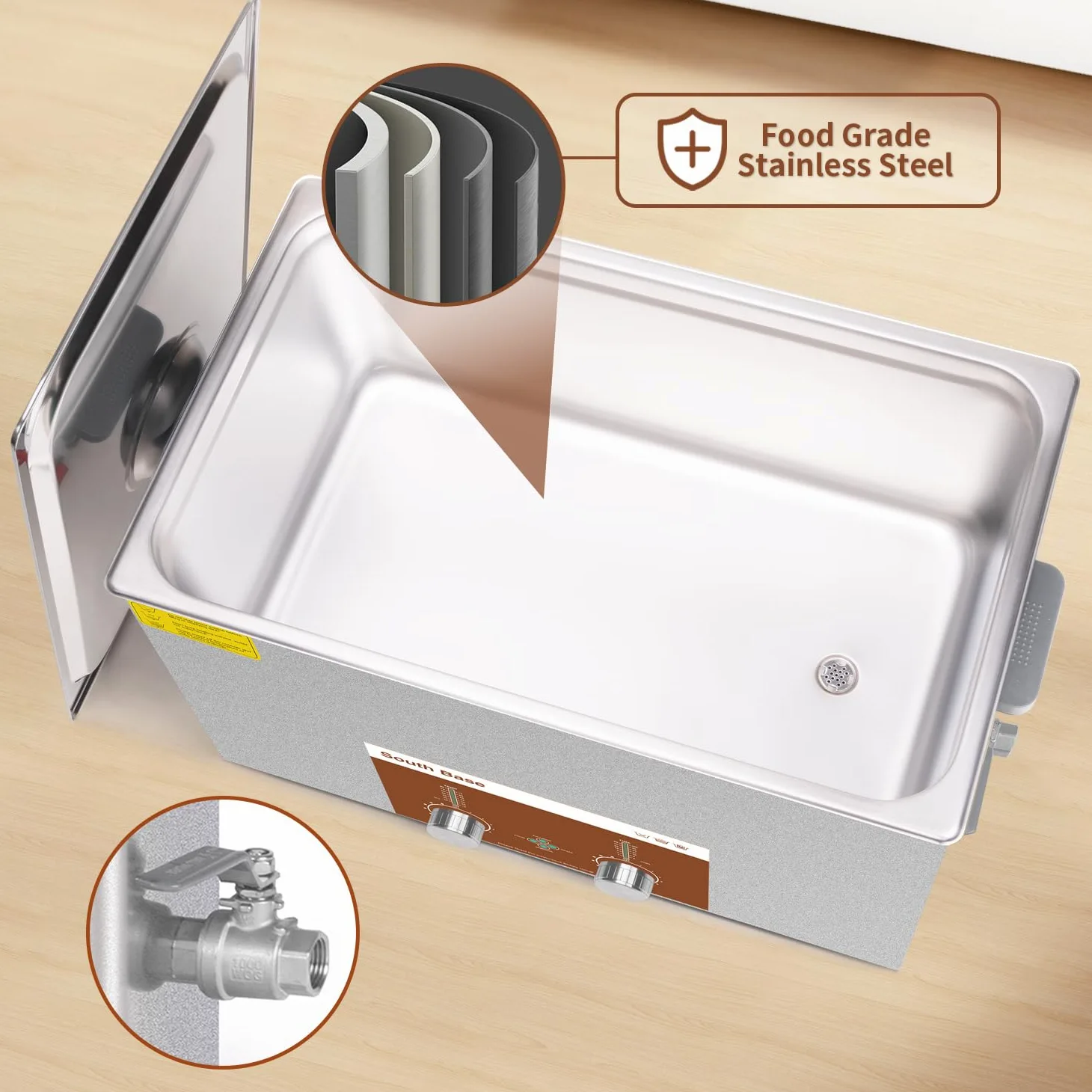 SOUTH BASE Limpiador Ultrasónico, 30L 600W, con Cesta, Temporizador y Calentador, Máquina de Limpieza Ultrasónica Codificada para Armas, Motores, Piezas de Carburador, Cadenas