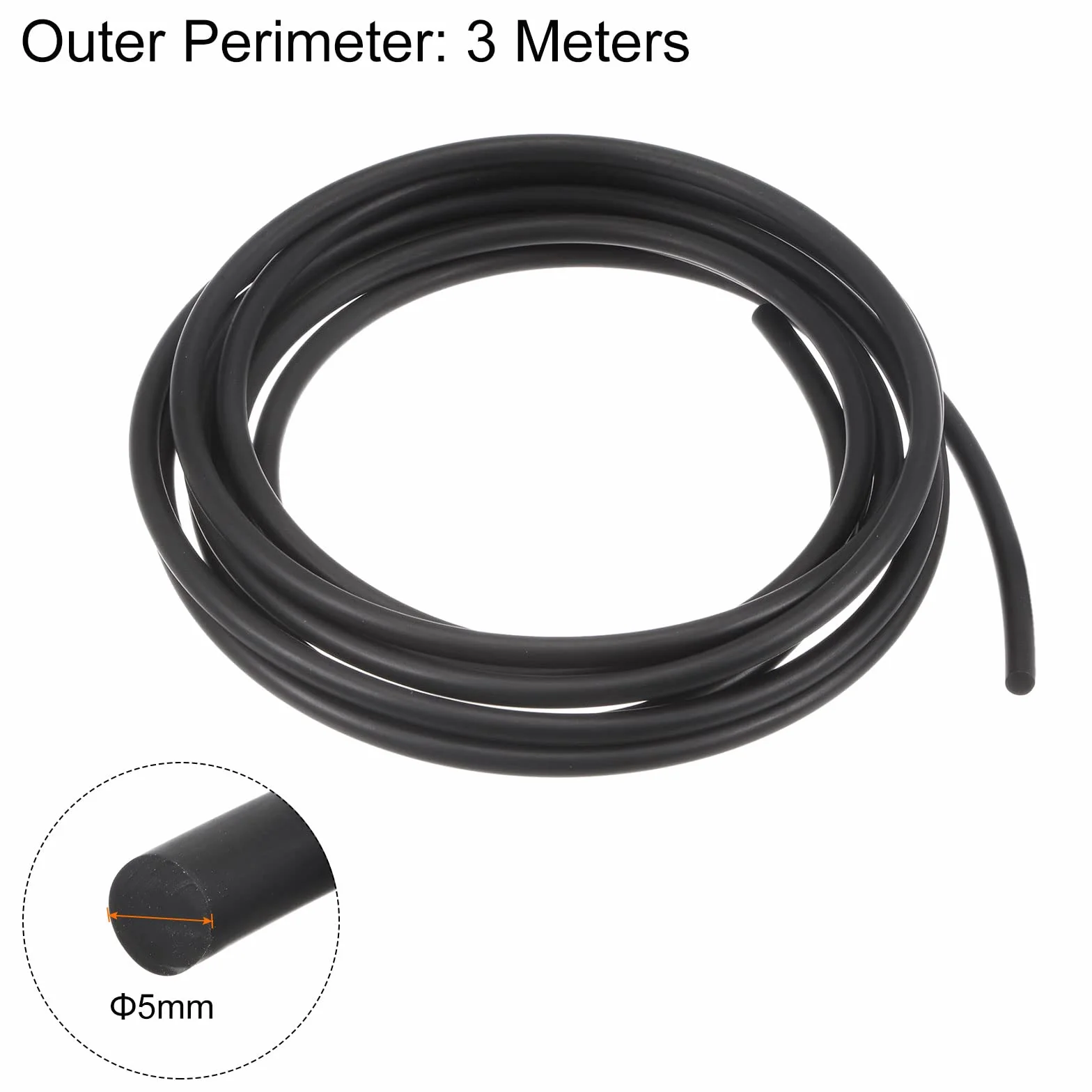 Poliuretano Redondas Correas 5mm Diámetro 9.84ft (5 Metros) Lisa Superficie PU Uretano Correa para Tracción Transmisión, Negro