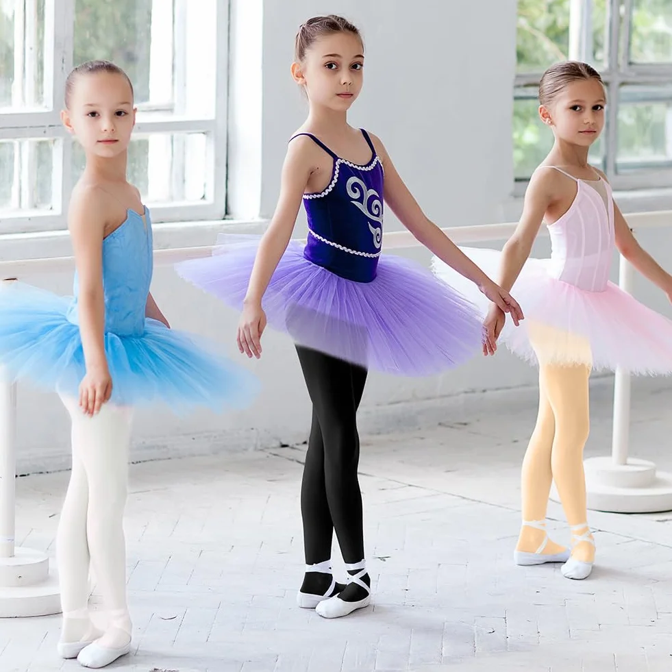 Medias de Ballet para Niña 90D Blancas sin Costura Danza Clase Espectáculos