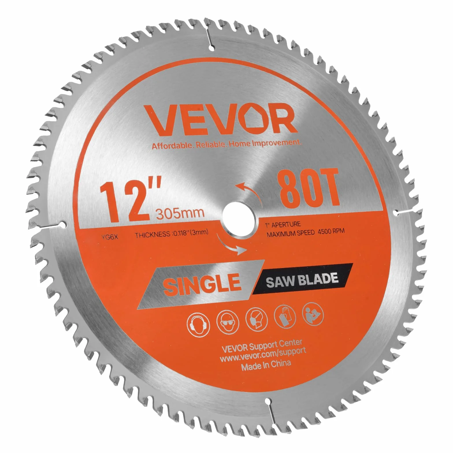 VEVOR Hoja de Sierra Circular 305 mm 80 Dientes Aleación 25,4 mm Mandril