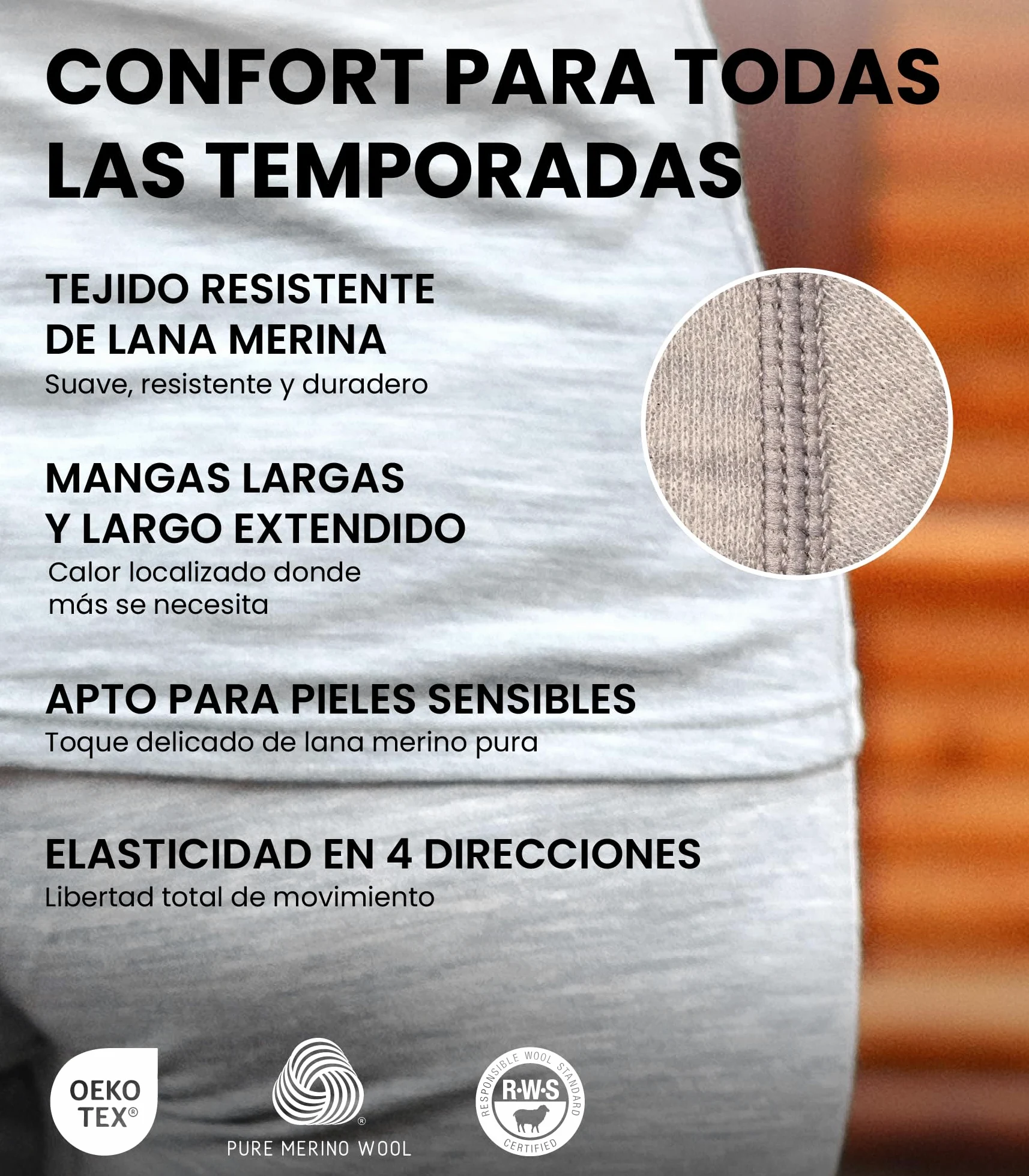 Merino.tech Conjunto Lana Merino Mujer - 100% Termica Lana Merino Camisa y Pantalon Ligero, Medio, Pesado con Calcetines