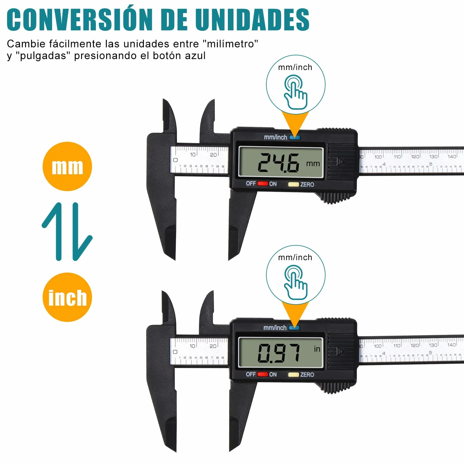 Vinabo Calibre Digital Pie de Rey 150 mm 6 Pulgadas Pantalla LCD Grande Mediciones Externas Internas Profundidad Paso