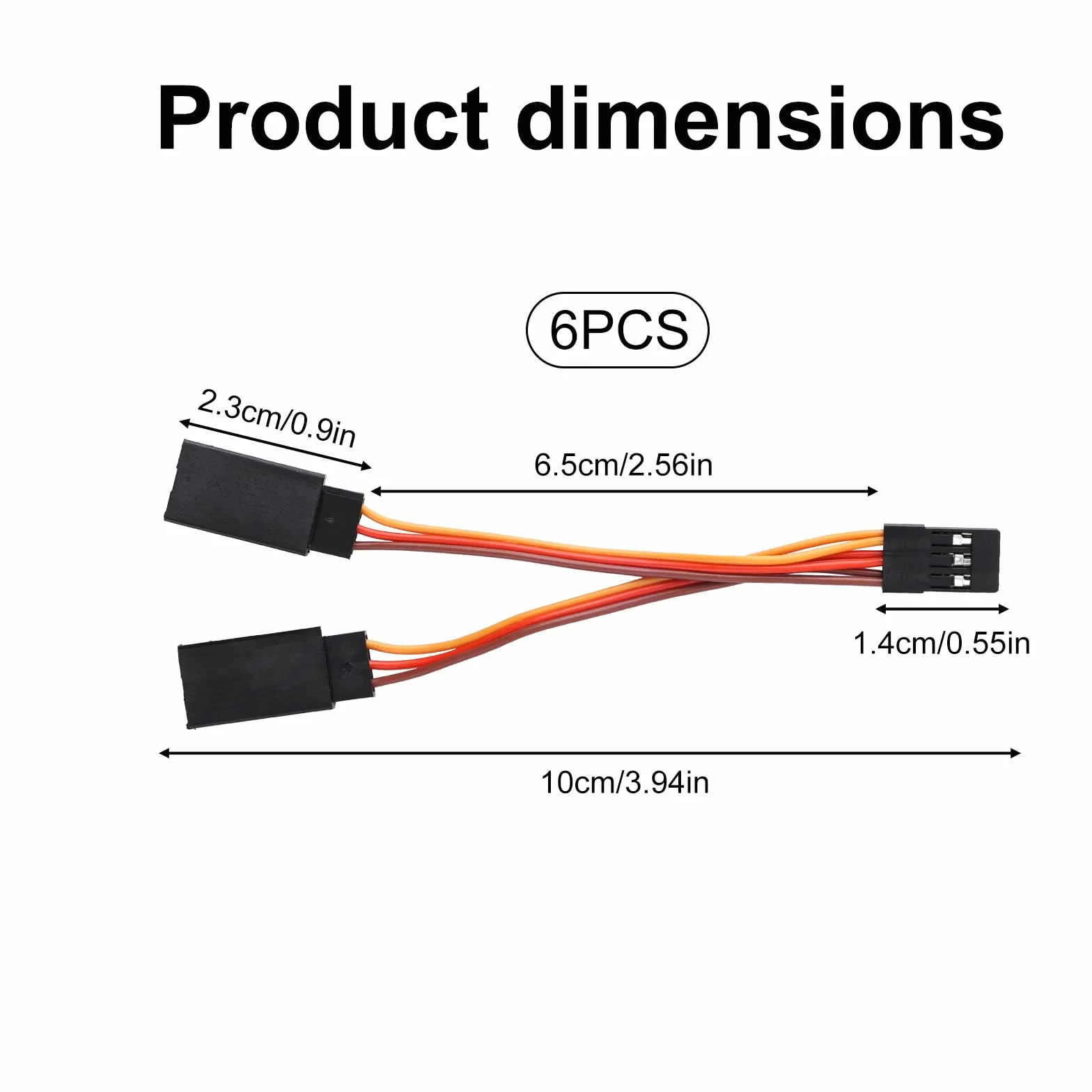 6 Piezas Cable Divisor Servo Y 10 cm Hembra a 2 Machos para JR/Futaba Coches RC Drones