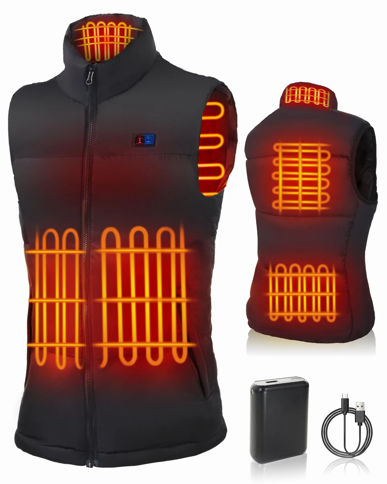 Chaleco Calefactable Hombre con 7.4V 18400mAh Bateria, Chaleco Calefactor de Invierno con 3 Ajustes de Temperatura Lavable para Esquí Camping Caza Pesca Moto
