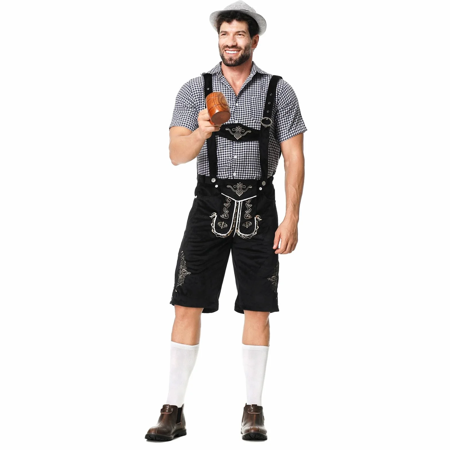 Pantalones de piel para hombre, Oktoberfest, traje de verano, incluye pantalones de chándal cortos, pantalones cortos de moto, pantalones bávaros, de piel, elegantes, para traje regional