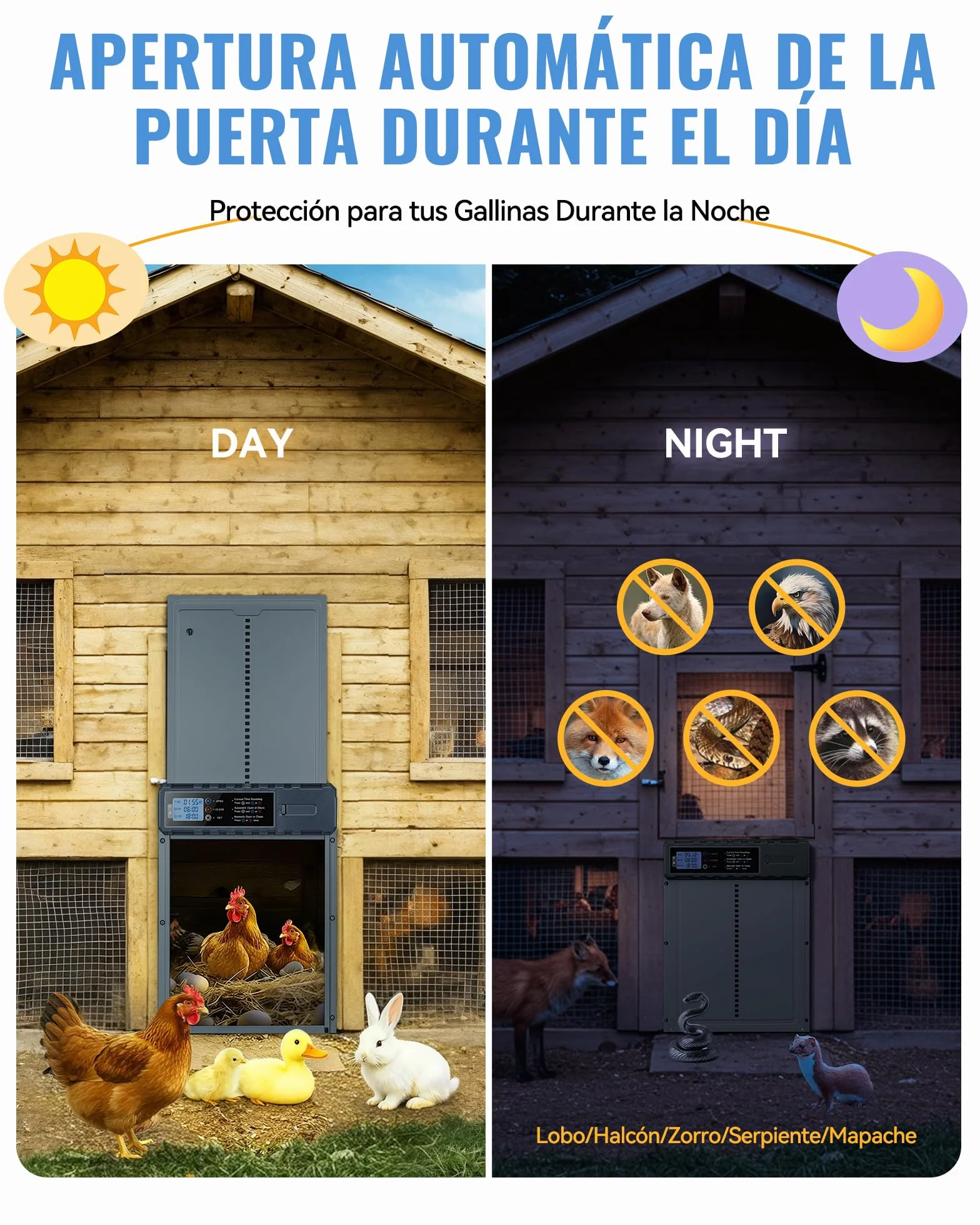 Puerta Gallinero Automatica XL Panel Solar 3W Aluminio Gris Antipinzamiento