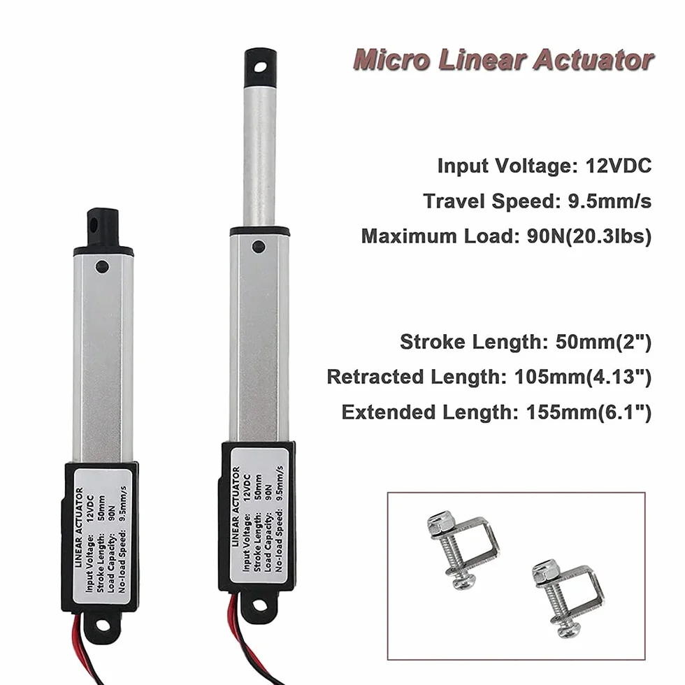 Actuador lineal eléctrico 12V 2 pulgadas 90N 20 libras 9.5mm/s impermeable
