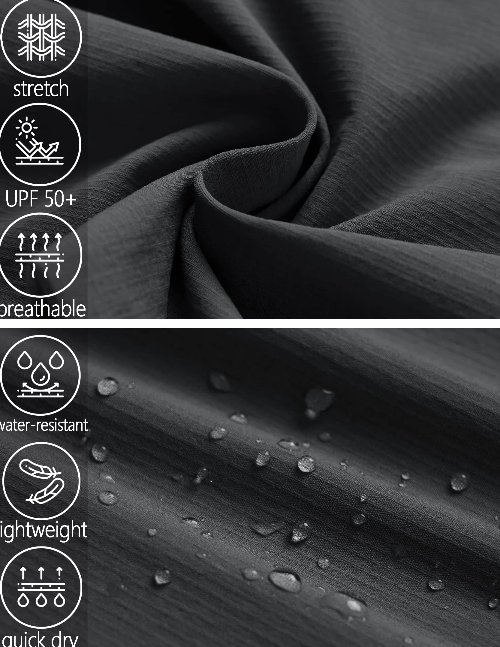 Pantalones de senderismo para hombre, convertibles, ligeros, impermeables, de secado rápido, para exteriores, pesca, viajes, safari, camping