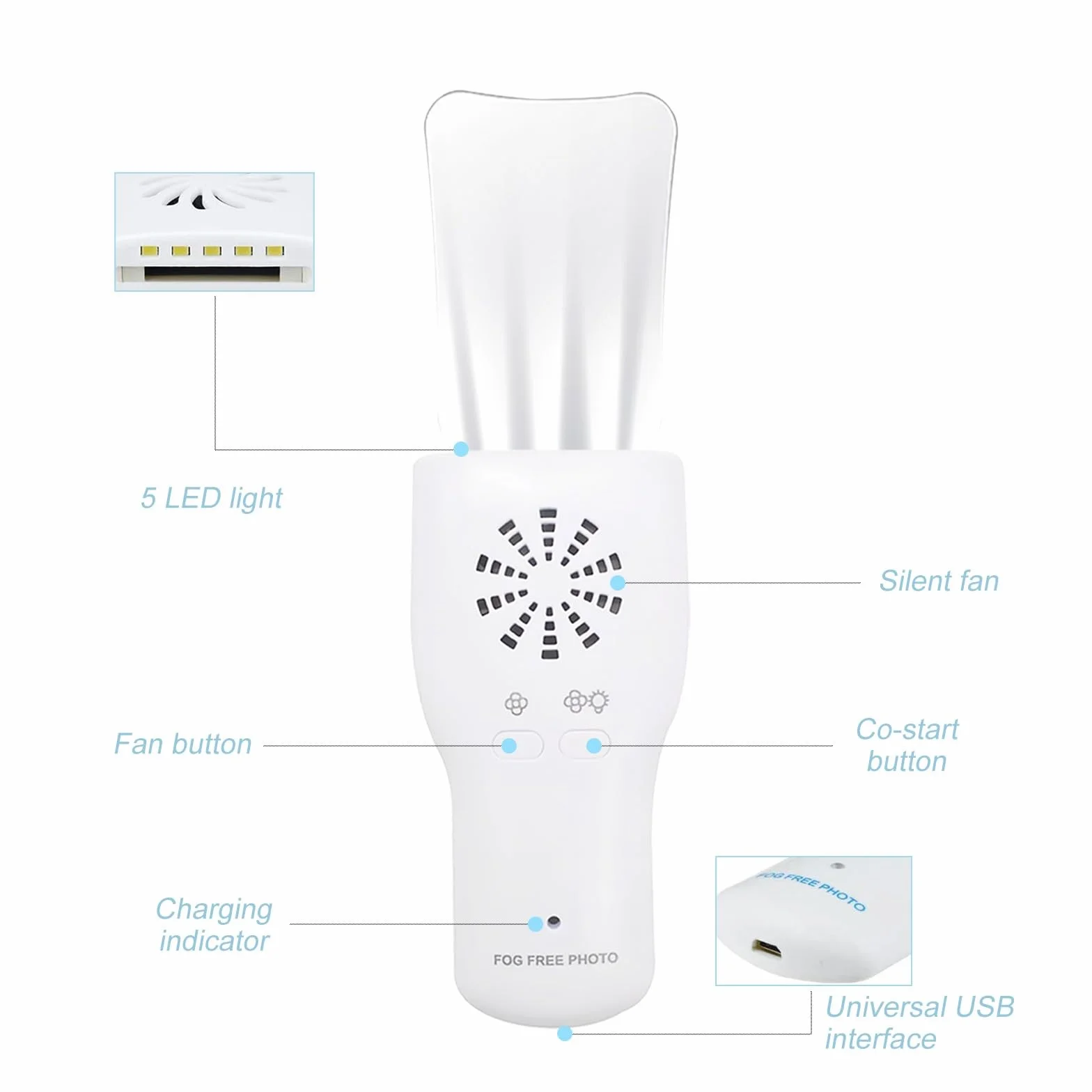 Espejo dental oclusal fotográfico con ventilador de luz y reflector intraoral de vidrio chapado antivaho