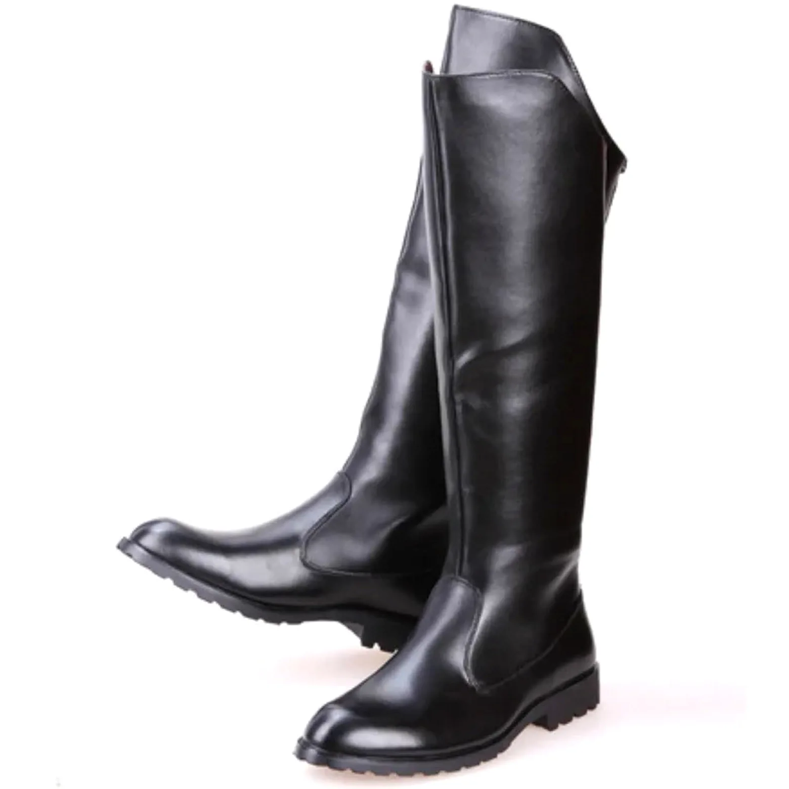 Botas Vaqueras Hombre Botas altas informales de cuero con cremallera trasera for hombre, botas vaqueras largas caballero, montar, motociclista 37-46 Para viajar