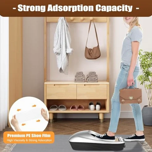 Dispensador automático de la cubierta del zapato, máquina de la película impermeable desechable accionada por el pedal manual para la oficina en casa, incluye el rollo del PE del recuento 500, solució