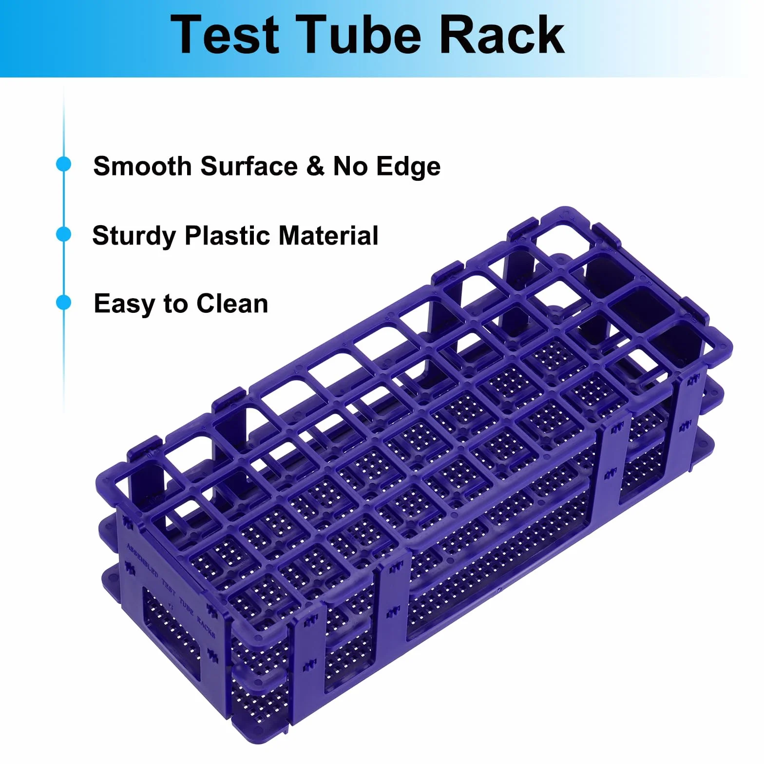 PATIKIL Soporte Para Tubos Ensayo 40 Agujeros 4 Piezas Plástico Desmontable 20 Mm Azul